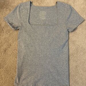 Free People Heather Gray Square Neck Tee